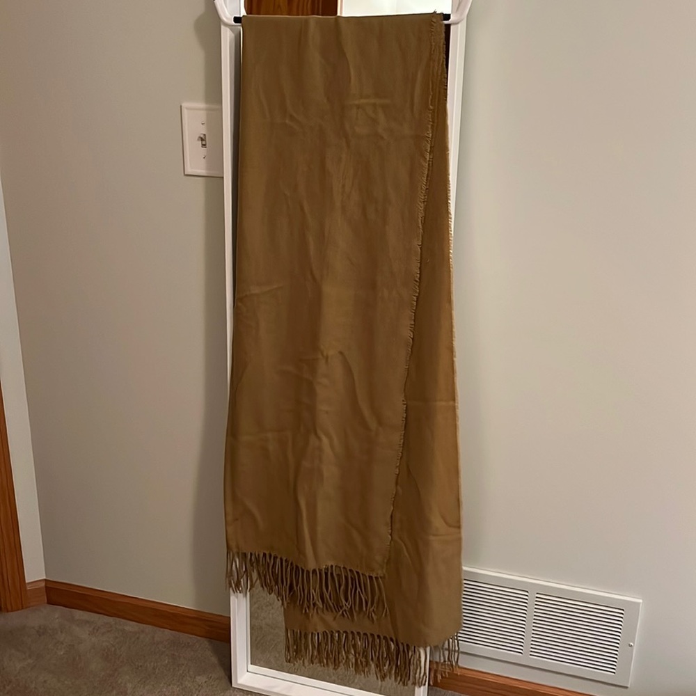 Lightly worn blanket scarf